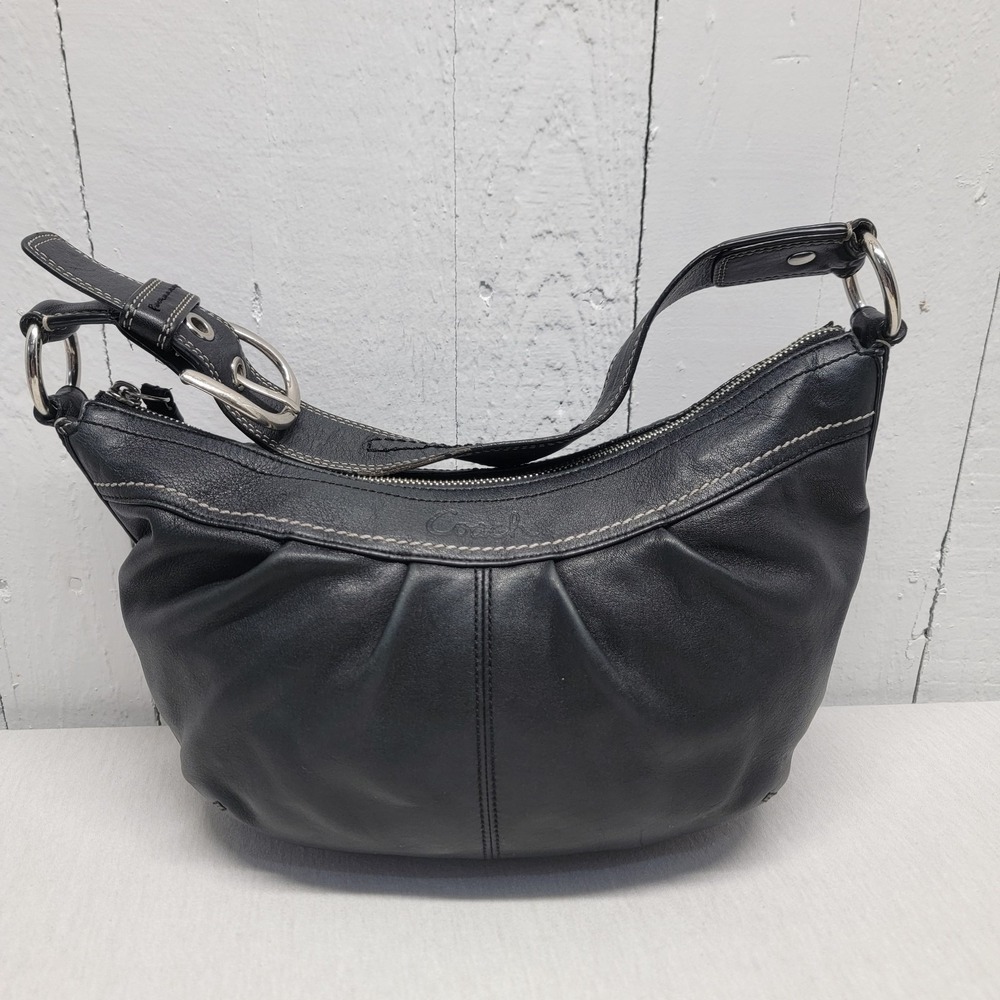 Coach Y2K Vintage SoHo BLACK LEATHER SILVER HARDWARE SHOULDER HAND BAG F13730